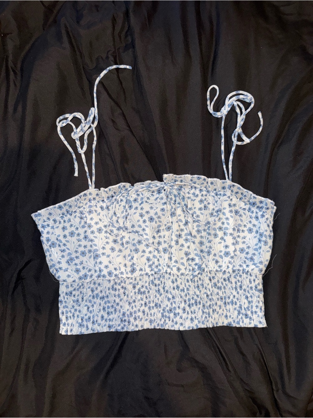 Princess Polly White and Blue Floral Smocked Cami